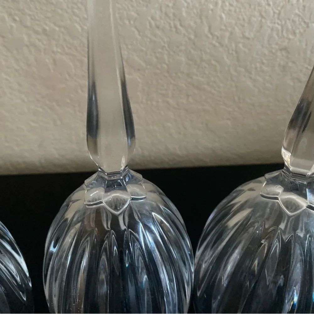 3 Cristal D'Arques-Durand Classic Crystal France Faceted Stem 8.5” Wine Goblets